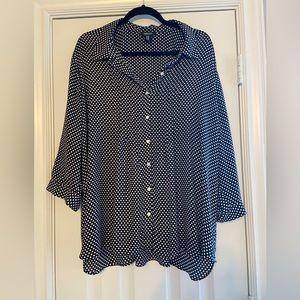 Black and white button up top.